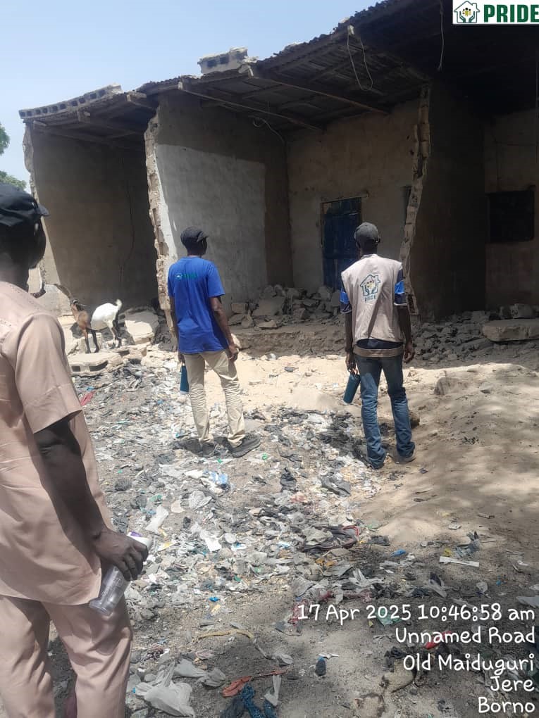 PRIDE assessing damaged houses destroyed by flood