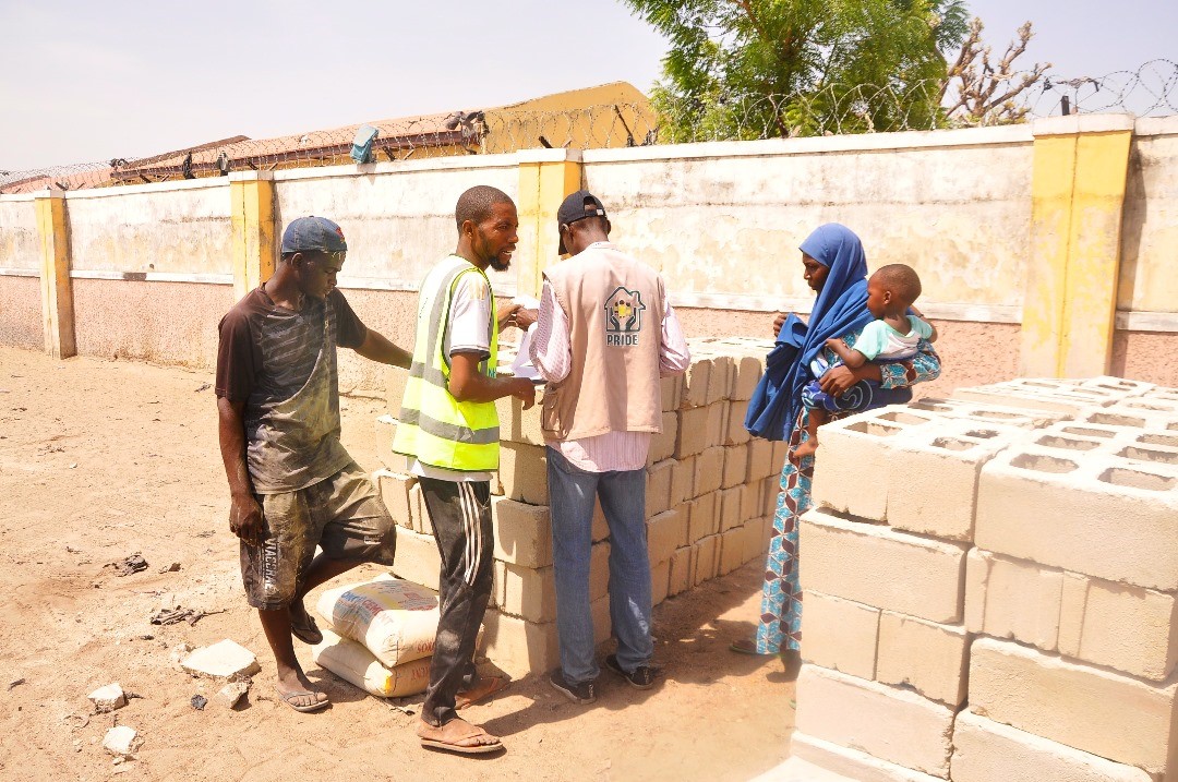 Distribution of blocks and cement